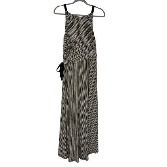 Maeve Anthropologie Salsola Hi-Lo Striped Side Tied Dress Small Black Cream - Picture 3 of 12